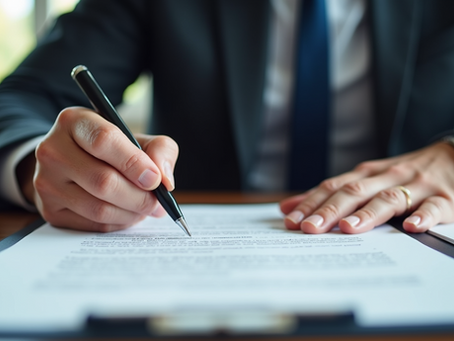 Notary public facilitating a real estate loan signing between client and agent