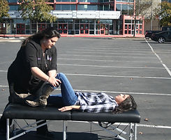 Dr. Taylor adjusting the knee