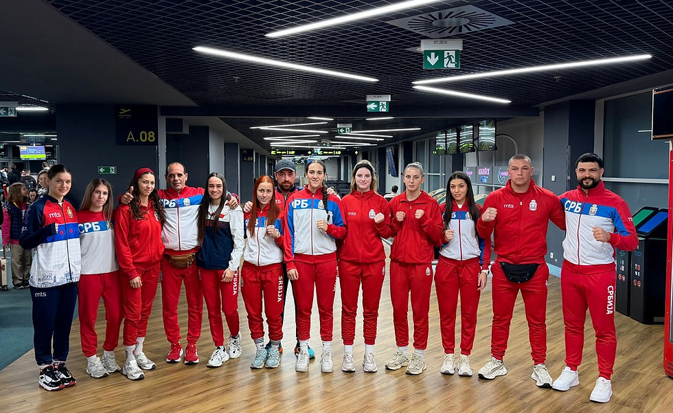 Bokserski tim Srbije na aerodromu "Nikola Tesla"