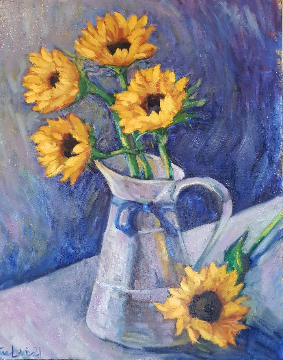 Sunflowers on Blue