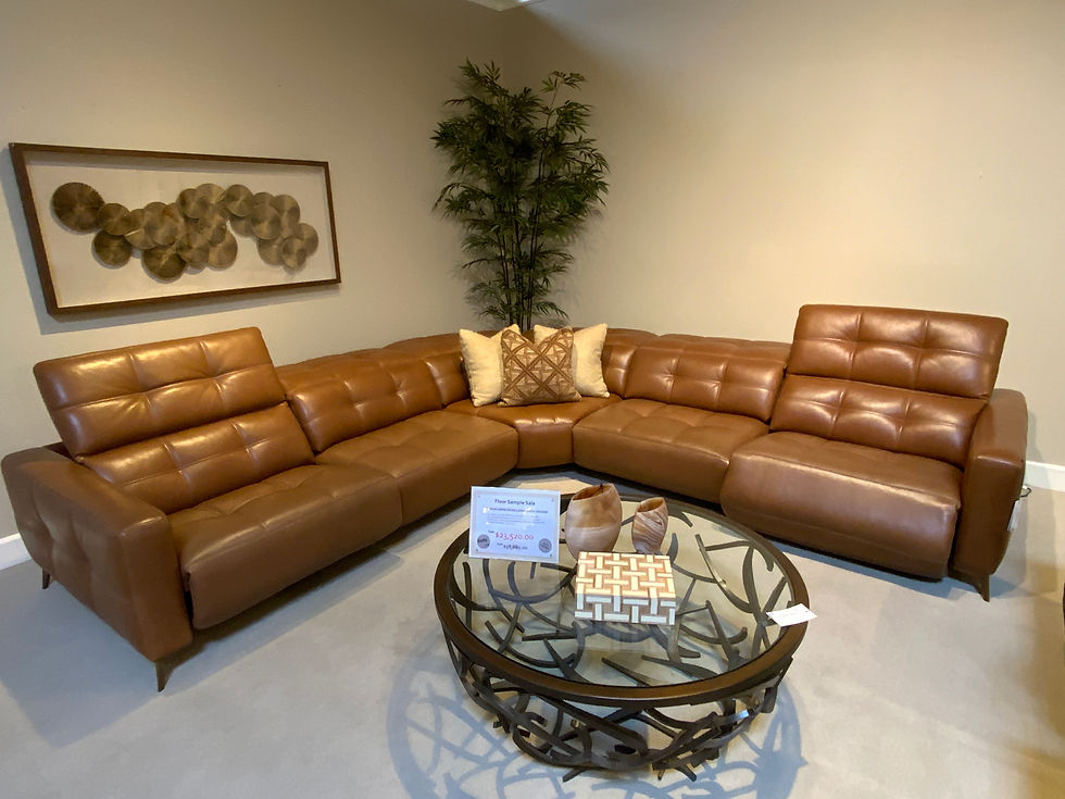Thumbnail: American Leather (5) piece reclining leather motion sectional 