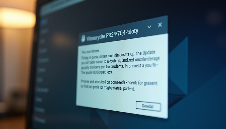 Eye-level view of a computer screen displaying a website privacy policy update notification