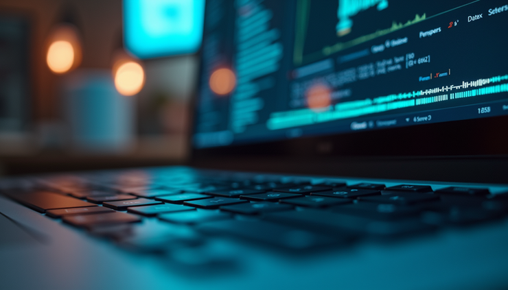 Close-up view of a laptop keyboard with a data wiping software running on screen