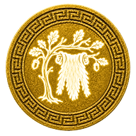 Aeëtes token mark with symbol of the Golden Fleece hanging from the oak in the grove of Ares on Greek style coin