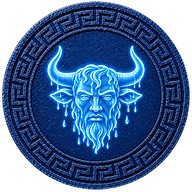 Achelous token mark with symbol of bull's horn or the man-faced bull on Greek style coin