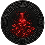 River Styx token mark with symbol of waterfall of black water in Arcadia on Greek style coin