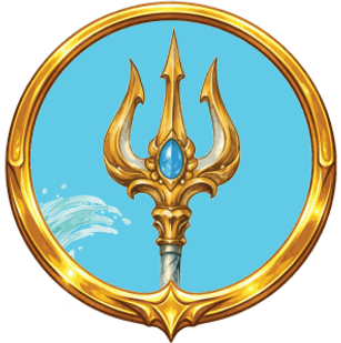 Mythopouch Token Mark Coin of Poseidon's Trident from ancient Greek mythology, with a gold tipped trident fork.