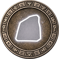Rosetta Stone token mark of a stone tablet on Egyptian design coin