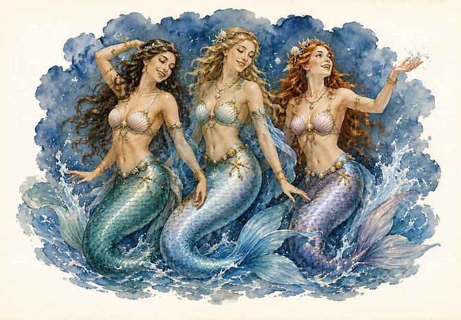The Greek spirit Nereids from mythology