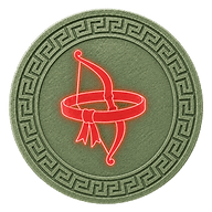 Antiope (Amazon) token mark with symbol of bow and the girdle of Hippolyta on Greek style coin