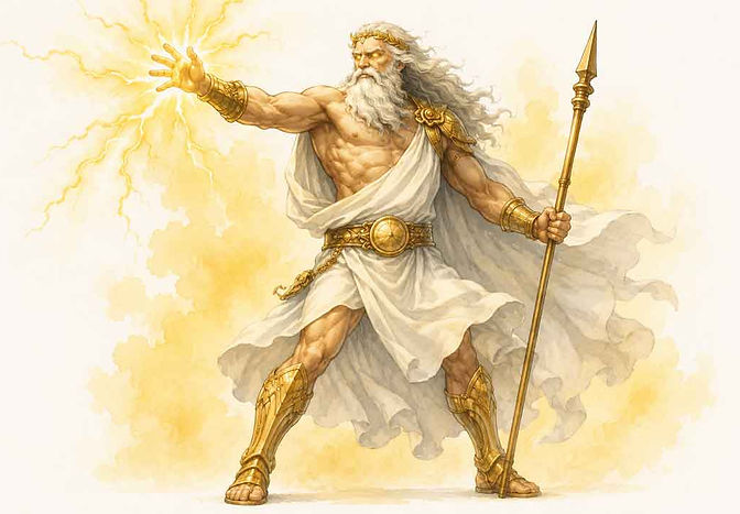 The Greek god Zeus from mythology