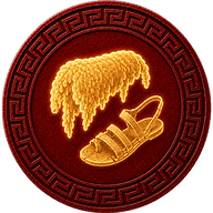 Jason token mark with symbol of Golden Fleece and single worn sandal on Greek style coin