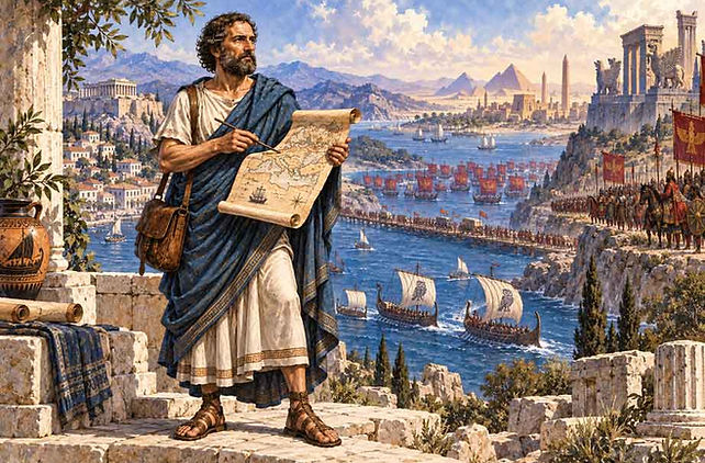 Herodotus' Histories, an ancient Greek work of historical inquiry covering peoples, rulers, customs and the Greco-Persian Wars.