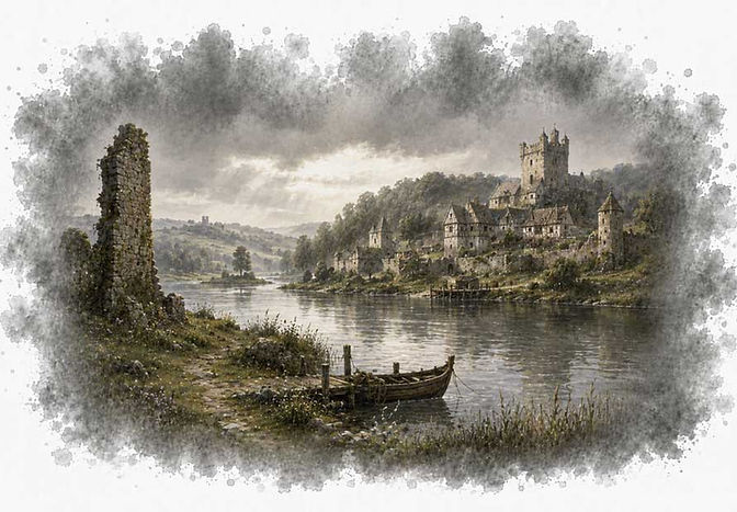 The Arthurian location Astolat near Camelot, home of Elaine of Astolat and her white funeral barge