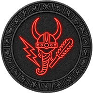 Baal token mark with symbol of horned helmet on Egyptian style coin