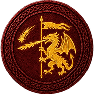 Uther Pendragon token mark with symbol of golden dragon standard on Arthurian style coin