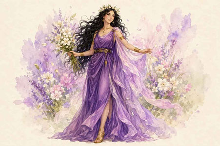 Persephone before she was taken by Hades into the underworld.