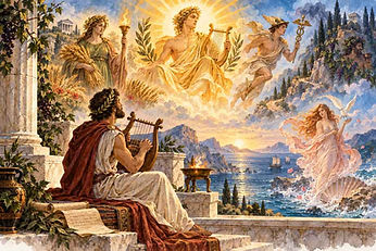Mythopouch retelling of the Homeric Hymns, thirty-three ancient Greek hymns to gods and divine figures.