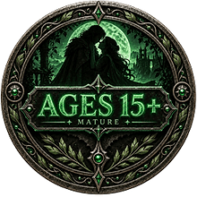 Mythopouch Mythology Retellings Notice for Ages 15+ content, token mark coin.