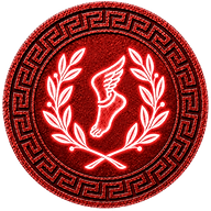 Aethlius token mark with symbol of running foot or the laurel crown of the first Olympic contest on Greek style coin