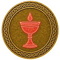 Joseph of Arimathea token mark with symbol of the cup of the Last Supper that caught Christ's blood, on Arthurian style coin