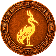 Bennu Bird Phoenix token mark with symbol of heron with two tall feathers on its crest on Egyptian style coin