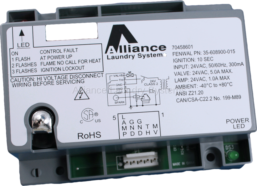 Speed Queen #70458601P Dryer CONTROL,IGNITION 24V NON-EU ROHS PKG