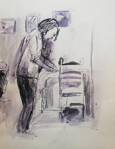 Plume et encre de chine sur carton