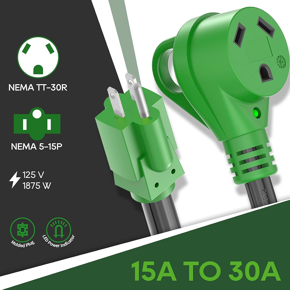 Thumbnail: 30 Amp to 110 Volt RV Adapter Cord 12 Inch, NEMA 5-15P to NEMA TT-30R Electrical