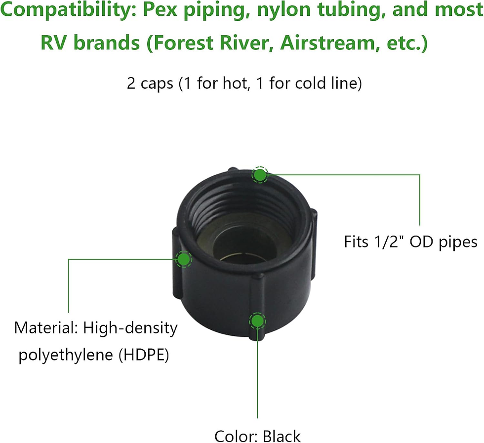Thumbnail: 1/2 Inch Hot & Cold Water Lines Low Point Drain Seals and Caps Compatible with R