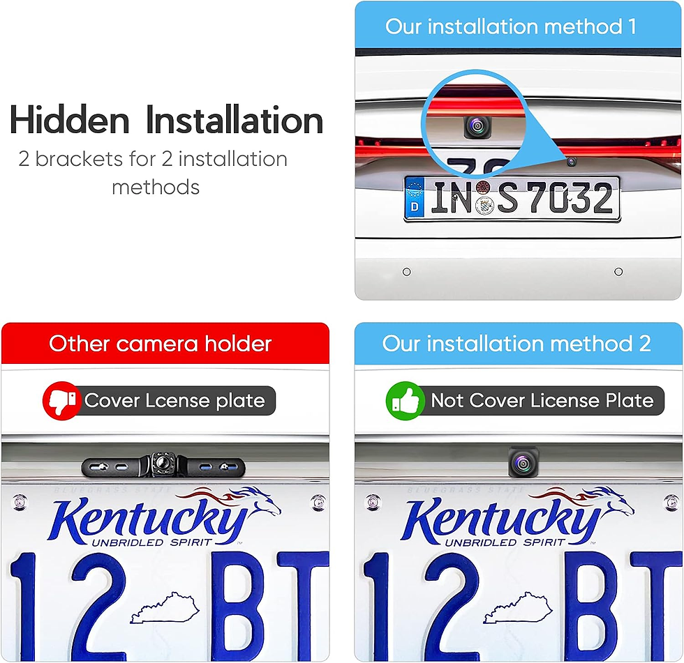 Thumbnail: HD Backup Camera,Metal Housing 170 Degree Wide View Angle License Plate Rear Vie