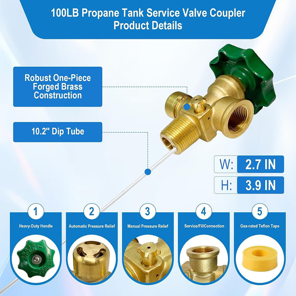 Thumbnail: Propane Adapter,100Lb Propane Vapor Tank Service Valve Coupler with Manual Bleed