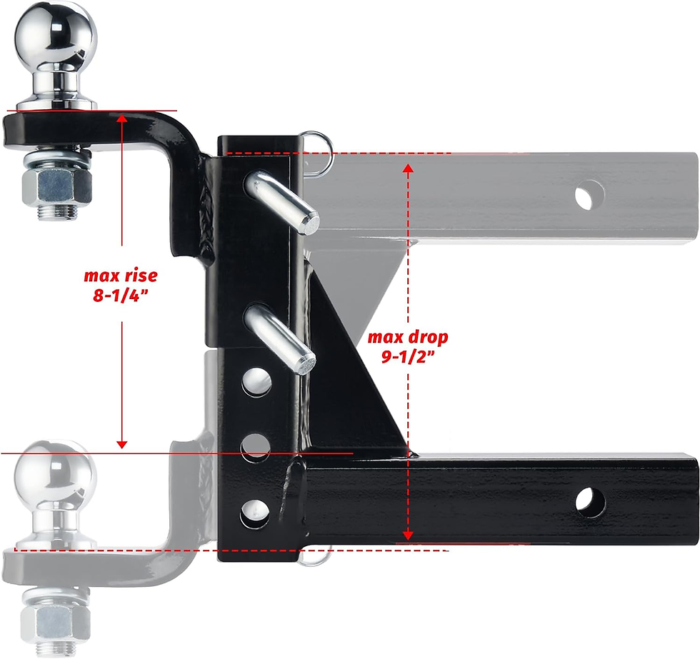 Thumbnail: Adjustable Trailer Hitch Ball Mount - Fits 2-Inch Receiver, 2" Tow Balls, 7500Lb