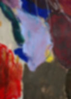 Original abstract painting featuring expressive blue, lavender, red, and earthy green brushstrokes.