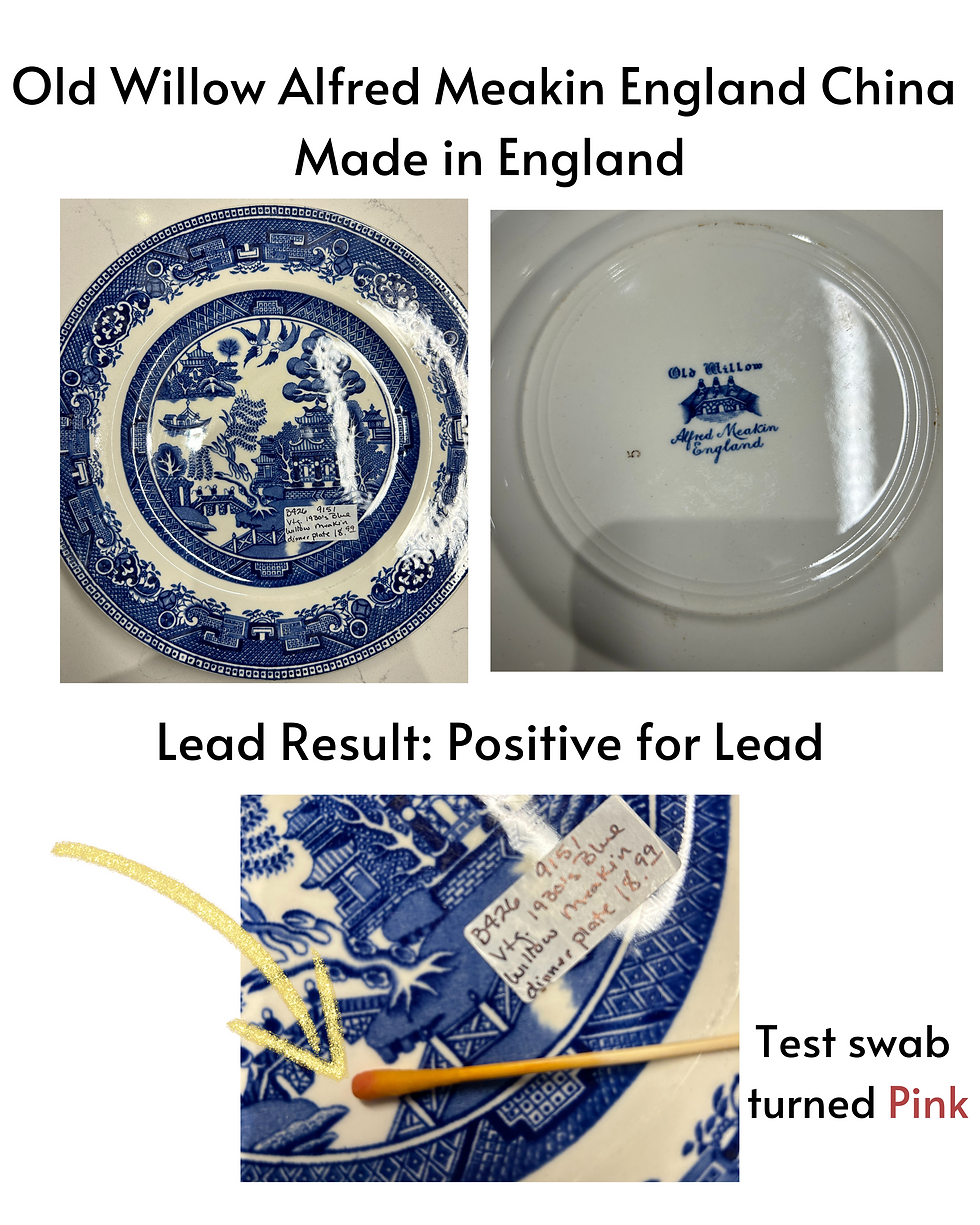 Old Willow Alfred Meakin England China tested positive for lead