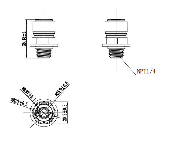 Miniaturbild: POM-NPT-Außengewindeverbinder x Schnellkupplung 1/4" & 3/8" & 1/2" -1813