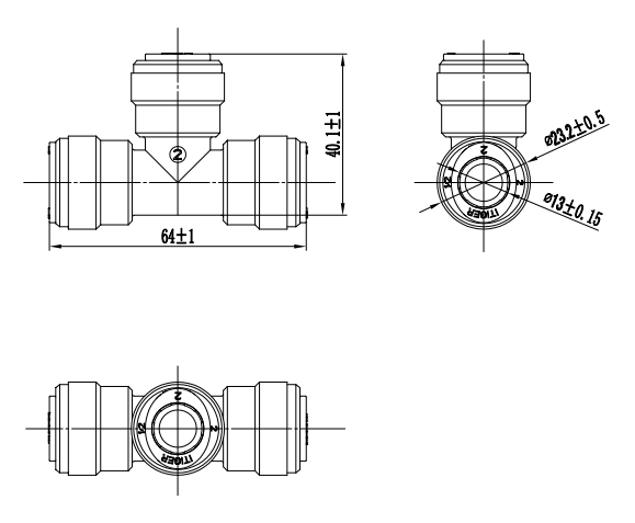 Thumbnail: POM-Tee Union, Push to Quick Connect Plastic 1/4"&3/8"&1/2" -1803