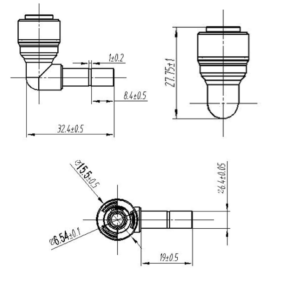 Thumbnail: POM-Tube Stem Elbow Union, Plastic Quick Fittings 1/4"&3/8"&5/16" -1814
