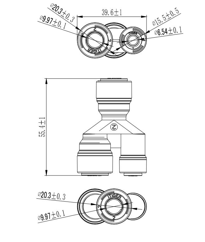 サムネイル： POM-1/4"&3/8" Y Type Two Way Water Line Splitter Quick Connector -1805