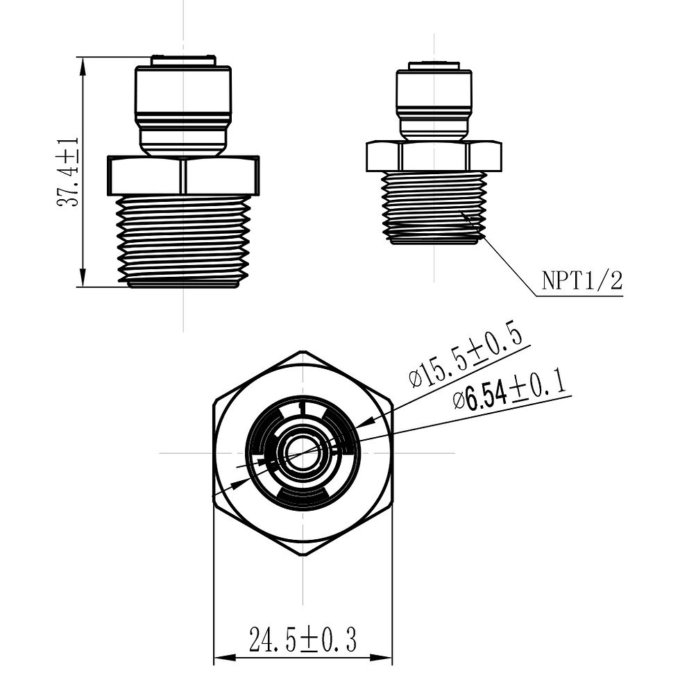 섬네일: POM-NPT Male thread Connector x Quick Connect Fitting 1/4"&3/8"&1/2" -1813