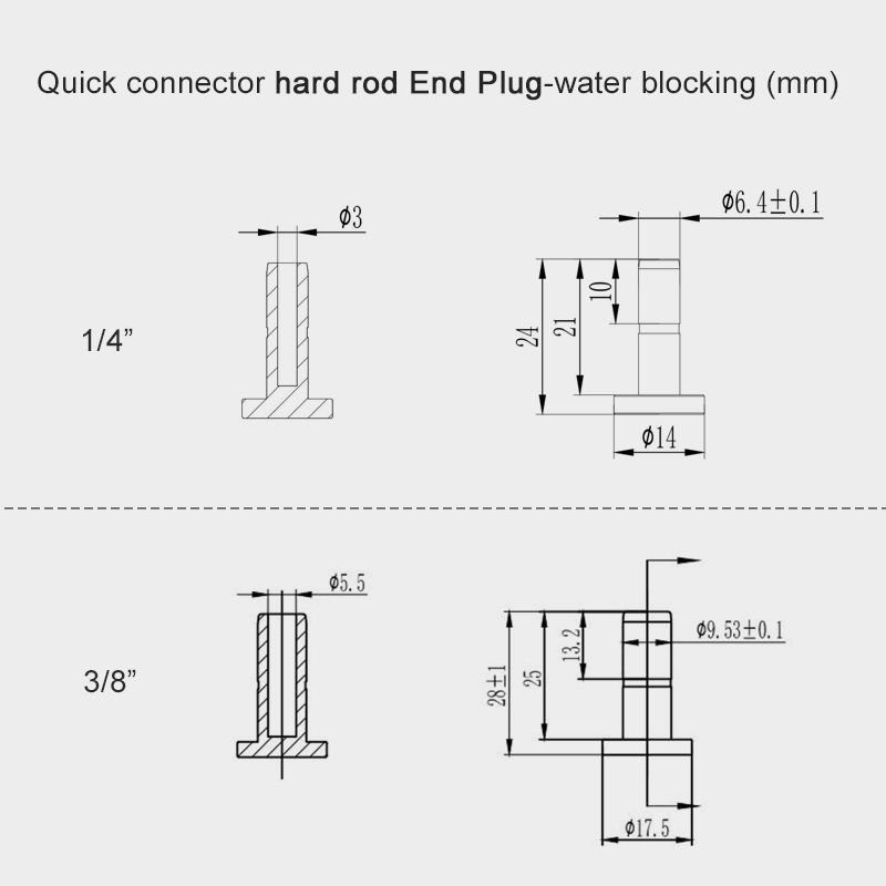 サムネイル： POM-1/4"&3/8" Quick Connect Fitting Hard rod End Plug  (Blocking Water )