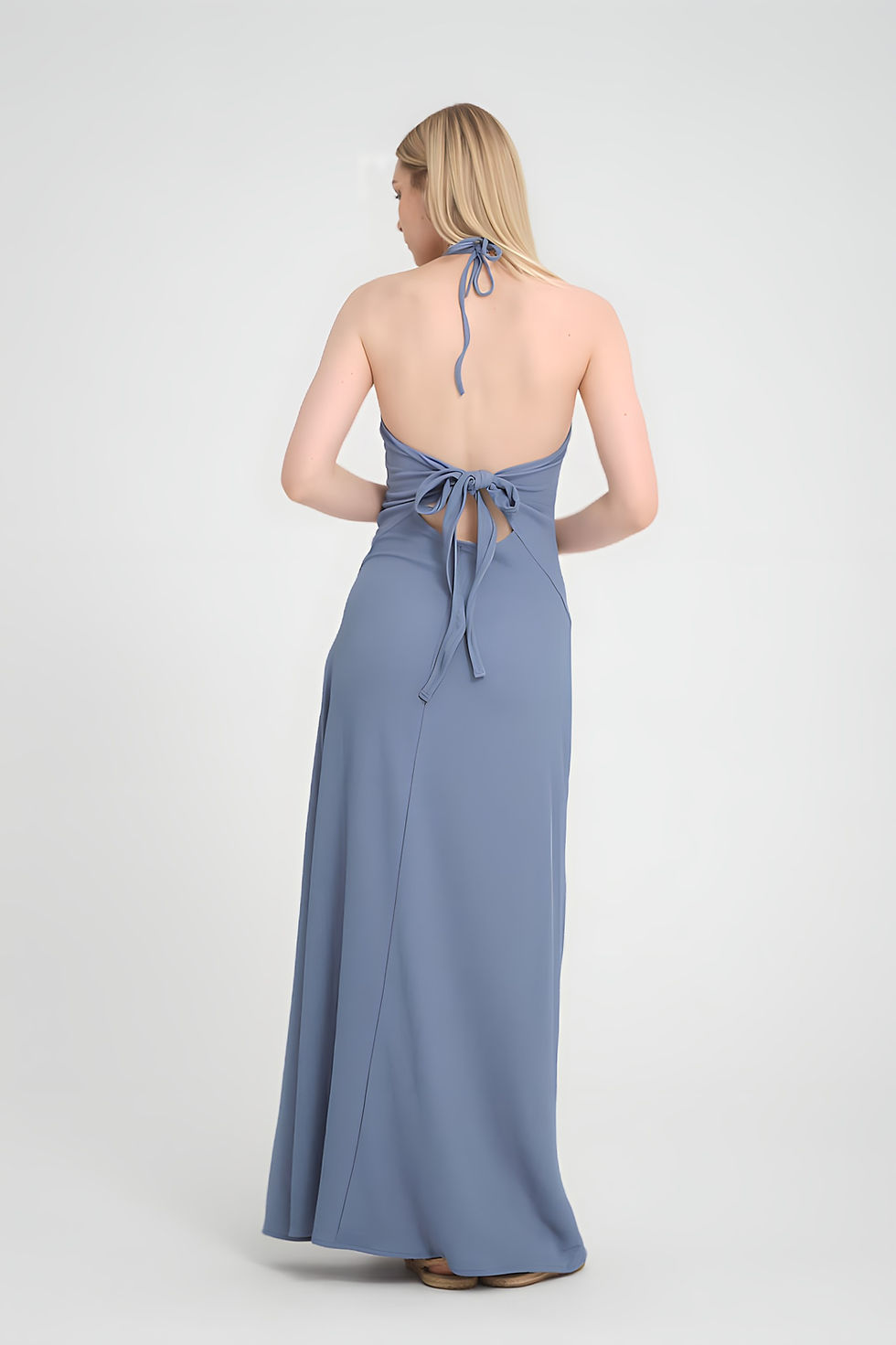 Küçük resim: SUIGAR Mavi Vücuda Oturan Cut Out/ Pencere Uzun Sırt Dekolteli Şık Elbise