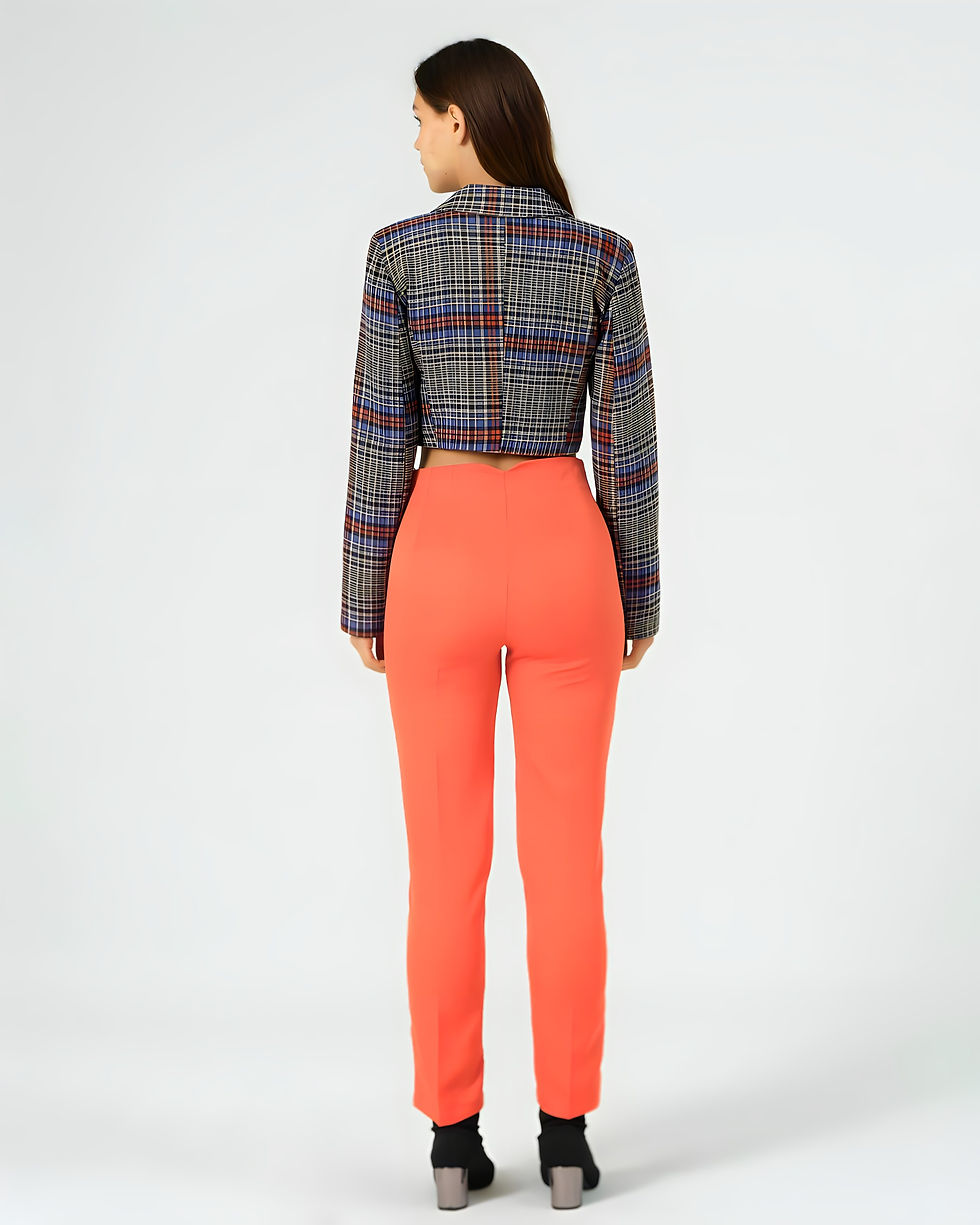 Küçük resim: SUIGAR Renkli Tüvit Dokuma Blazer Crop Ceket