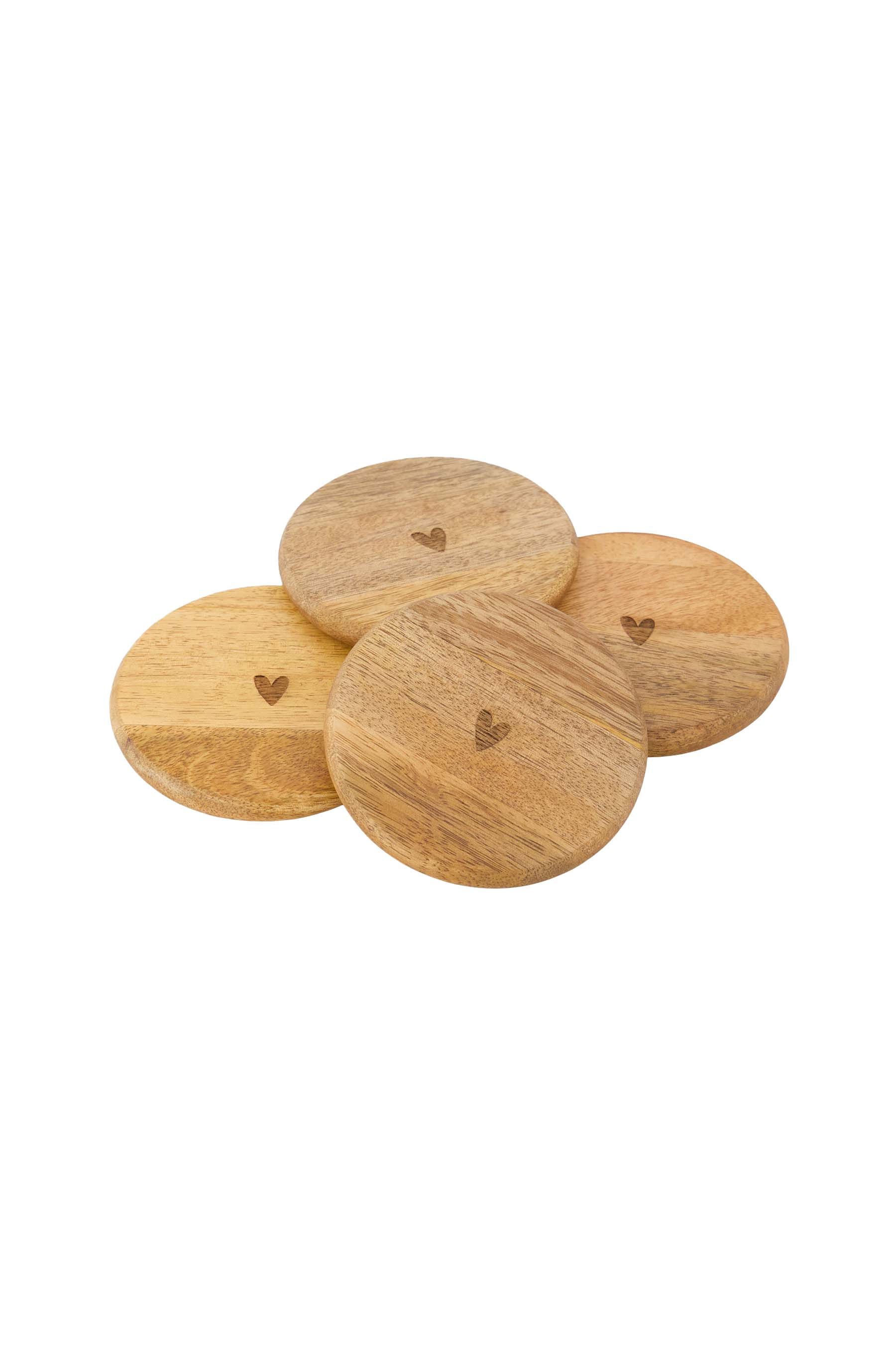 Set van 4 houten glas onderzetters