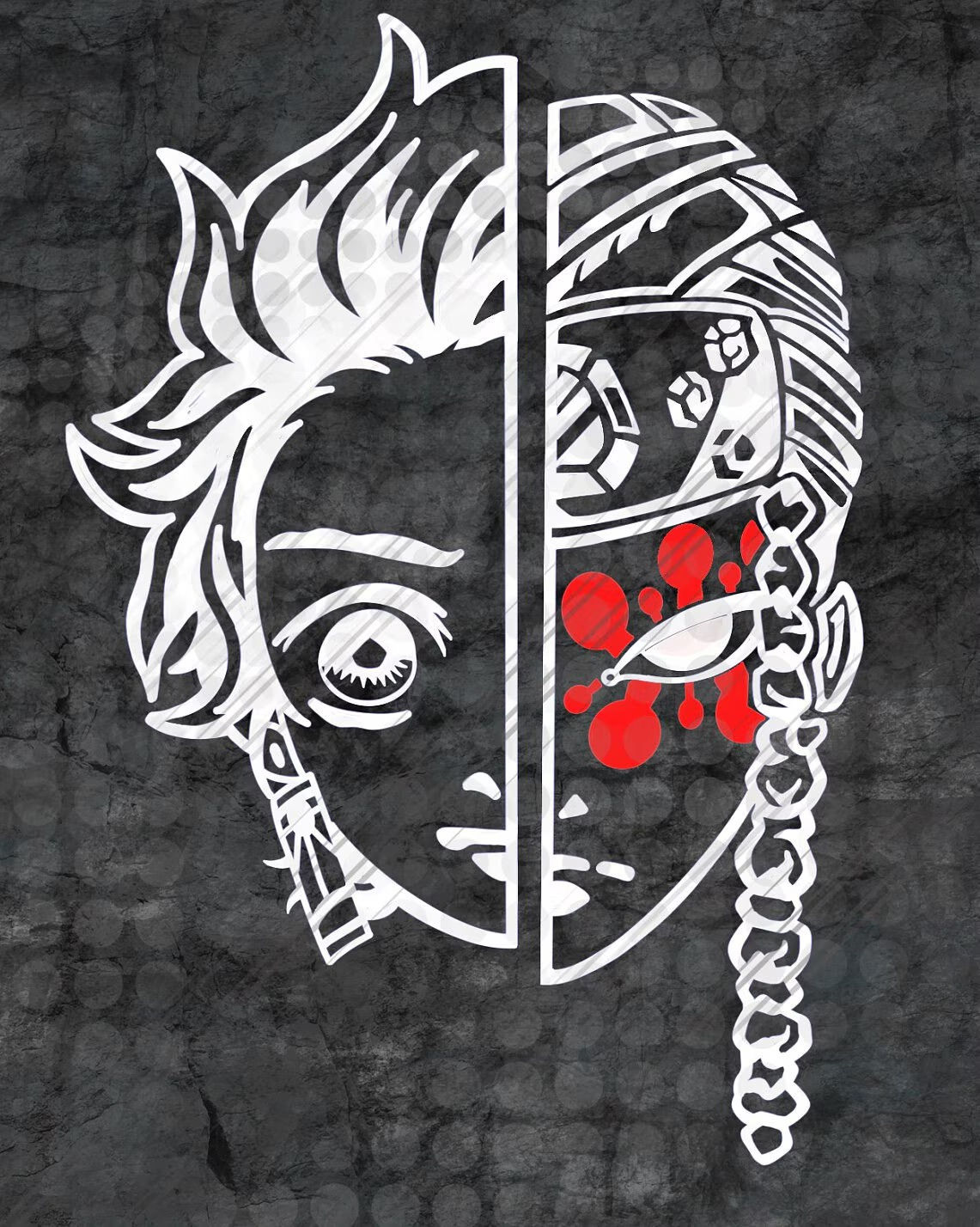 Demon Slayer- Tanjiro Uzi Half/Half Vinyl Decal