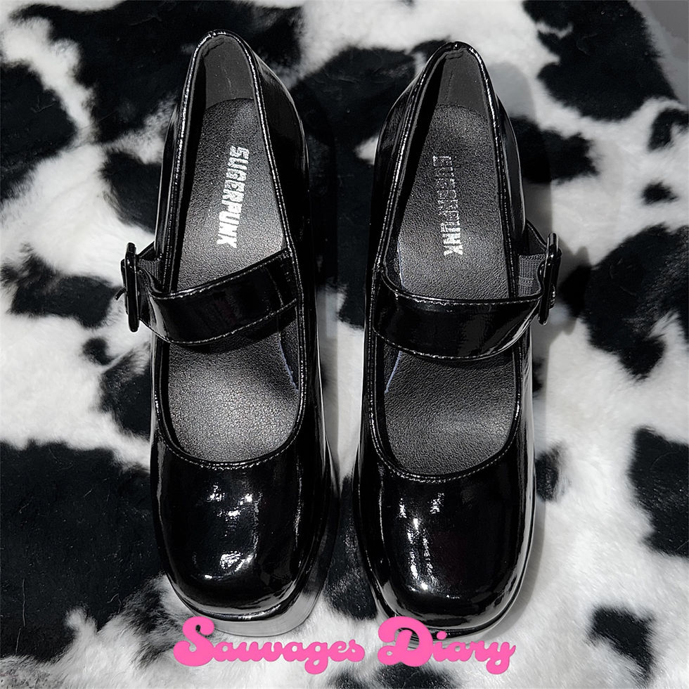 Thumbnail: platform buckle mary janes leather shoes
