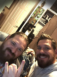 Wayne and Joey Rudell in the recording studio