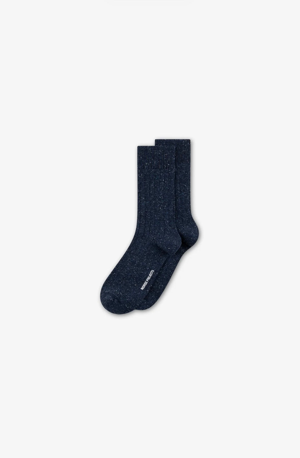 Bykle Neps Wool Rib Sock In Dark Navy