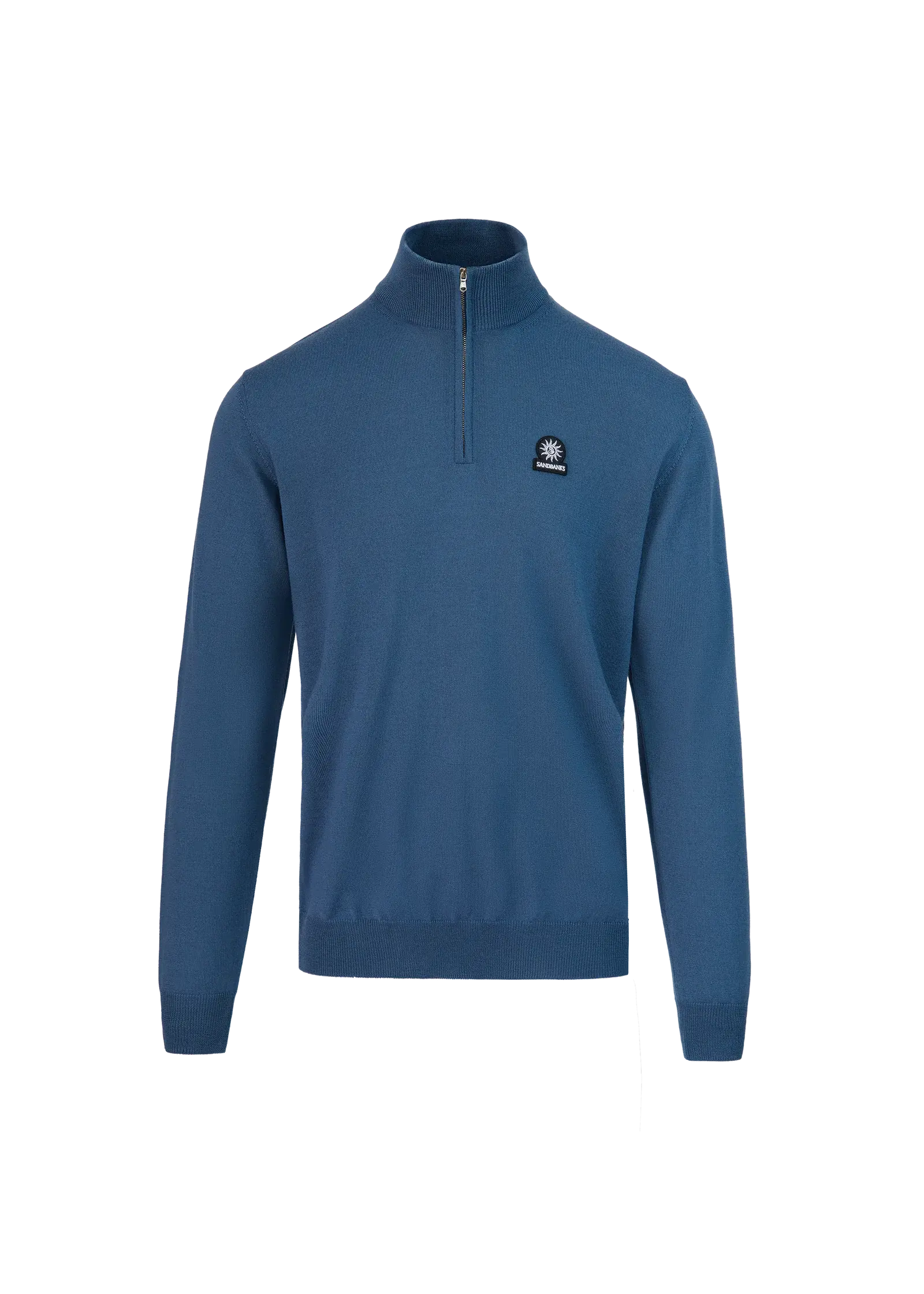 SANDBANKS MERINO WOOL QUARTER ZIP JUMPER IN TEAL