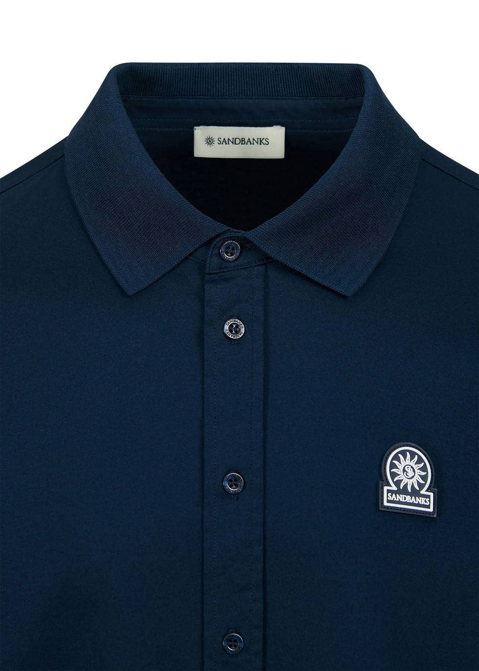 Thumbnail: SANDBANKS FULL BUTTON INTERLOCK POLO SHIRT IN NAVY 